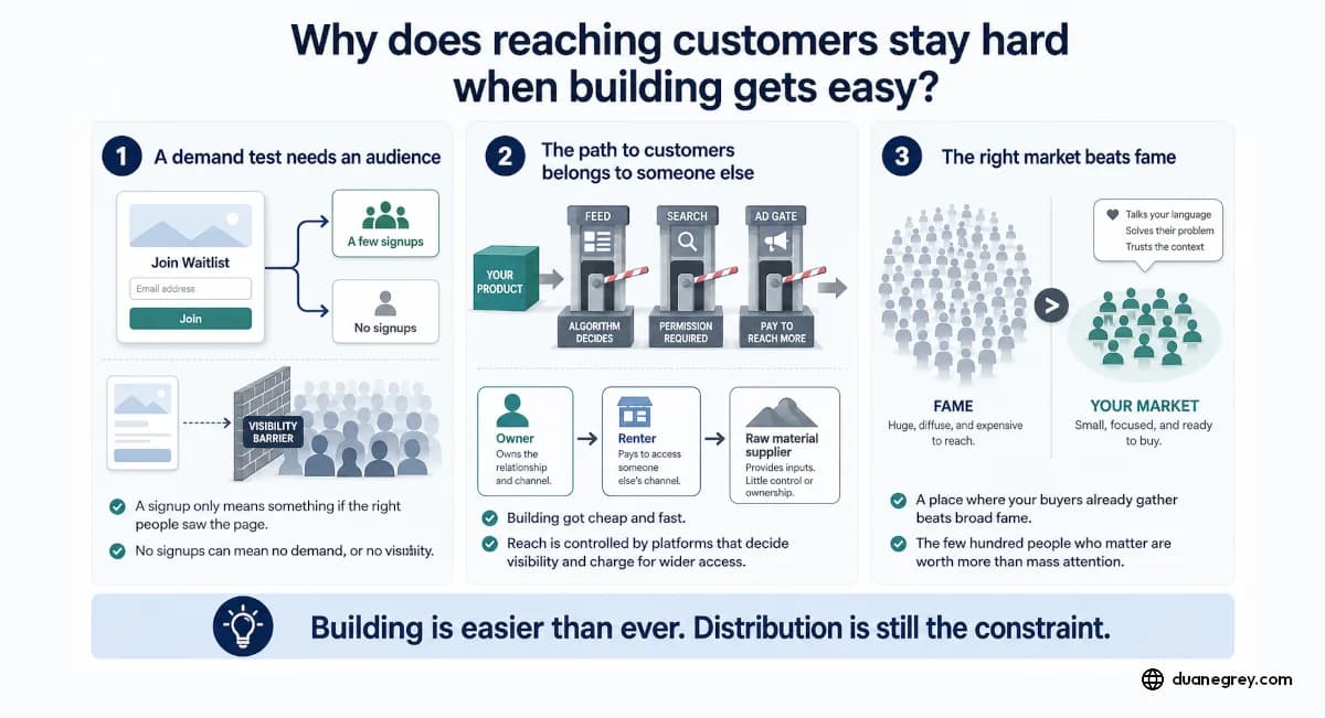 Why does reaching customers stay hard when building gets easy?